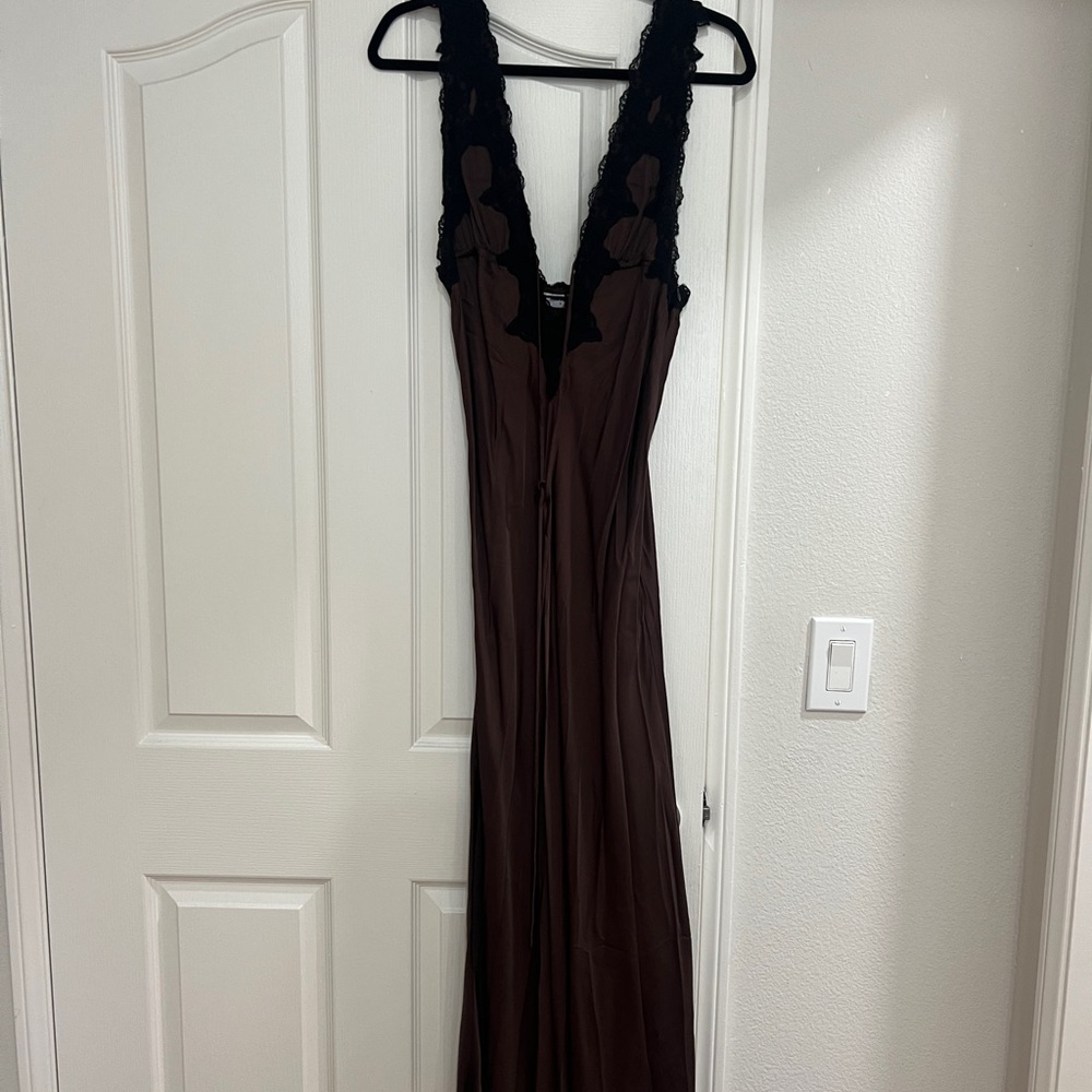 Rumored Brown and Black Lace Dress